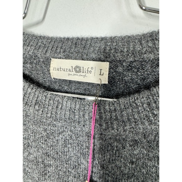 NWT Natural life Cropped Boxy Charcoal Pullover Daisy Sweater Women's L Boho - Picture 4 of 9